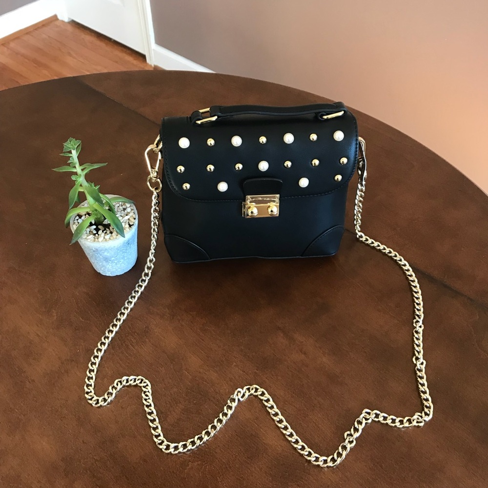 Studded Faux Pearl Handbag